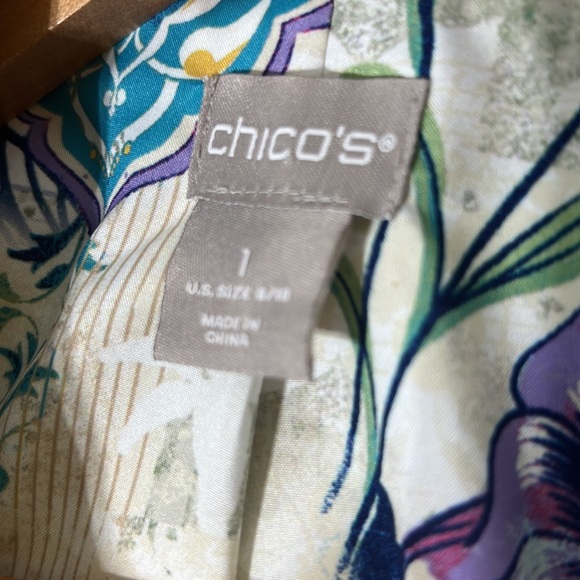 Chico’s Textured Striped Floral Jacket - Picture 6 of 8